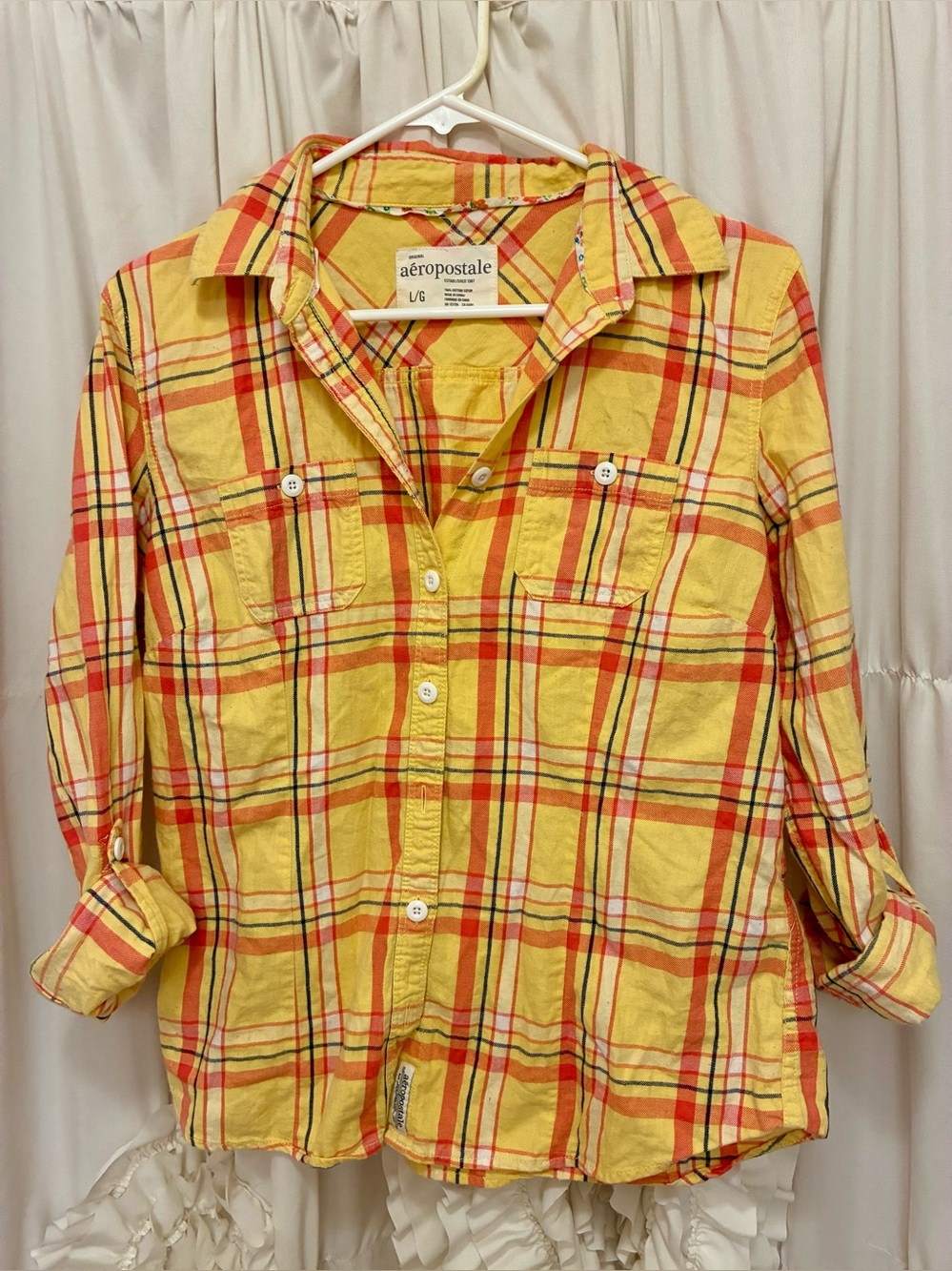 Aeropostale Yellow Plaid flannel Button-Up Shirt🌼